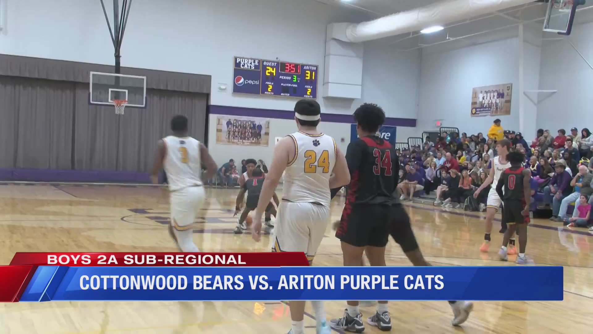 Boys 2A subregional Cottonwood Bears vs. Ariton Purple Cats WDHN