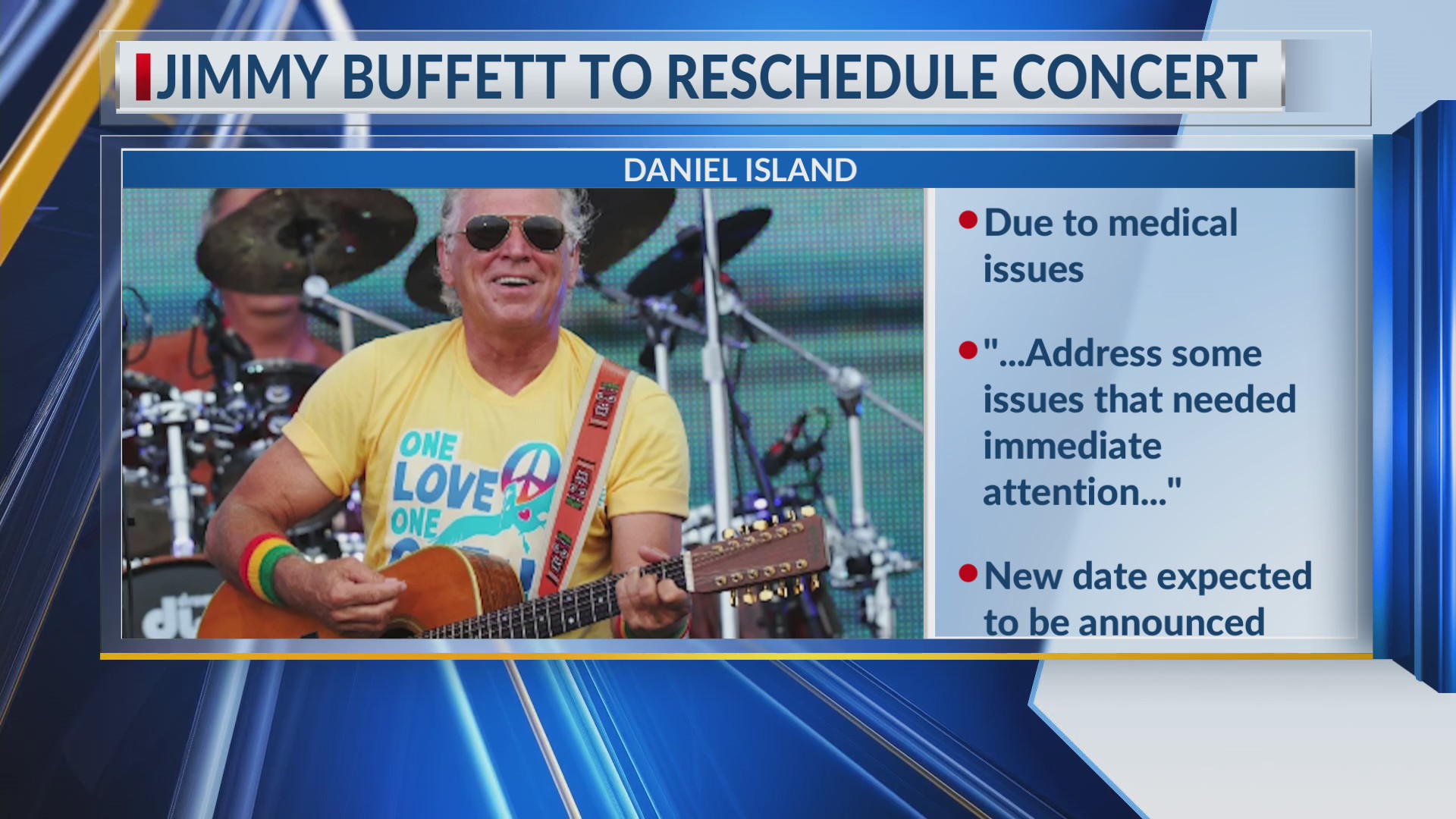 Jimmy Buffett to reschedule Charleston concert due to medical issues