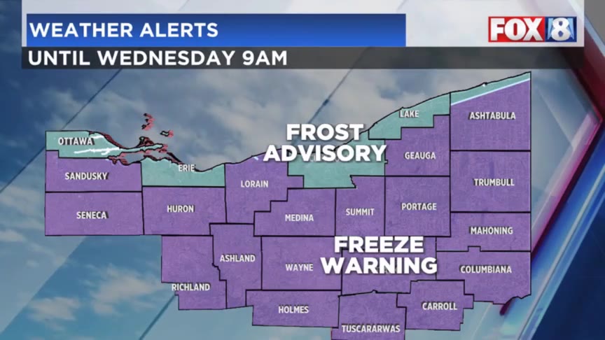 Bundle up! Freeze warning across NE Ohio Wednesday morning – Fox 8 ...
