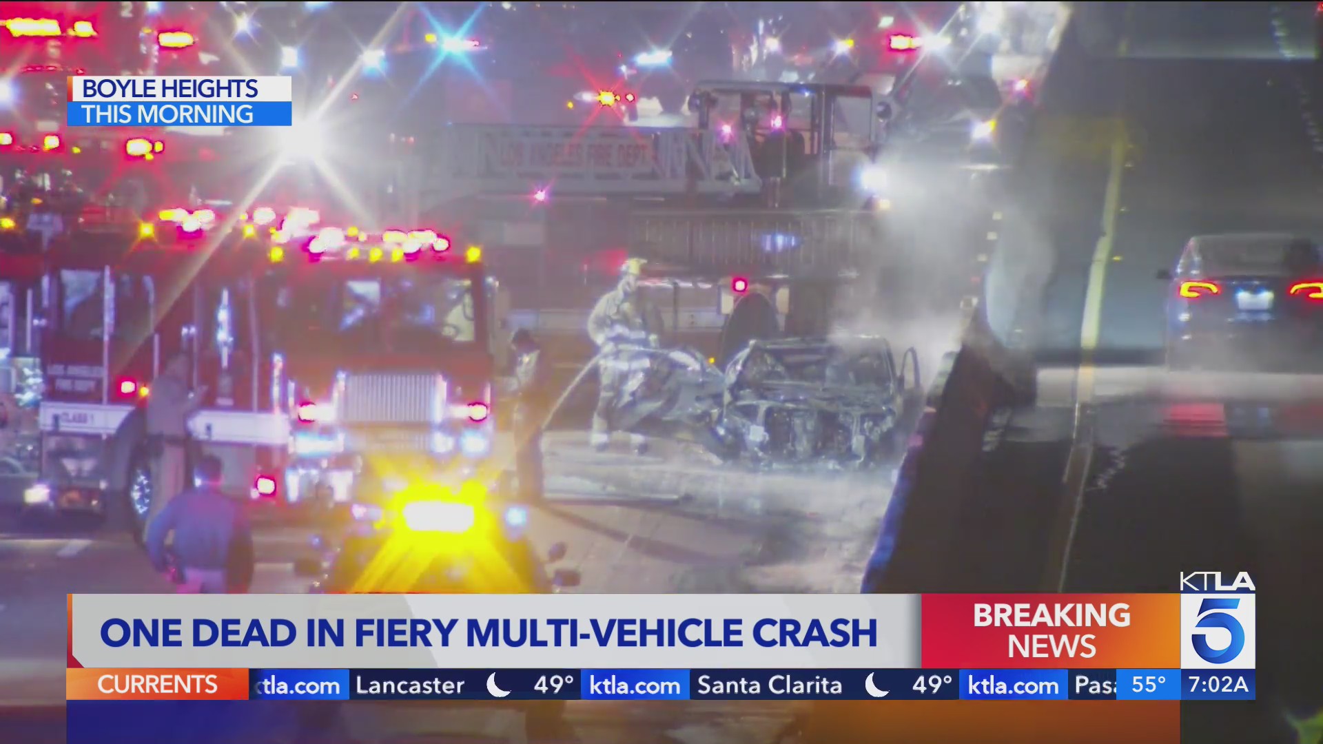 1 killed in fiery crash on 5 Freeway in Boyle Heights – KTLA