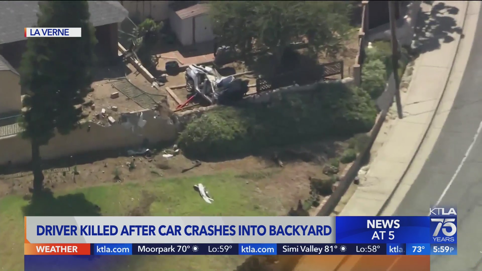 Driver killed after crashing into La Verne home – KTLA
