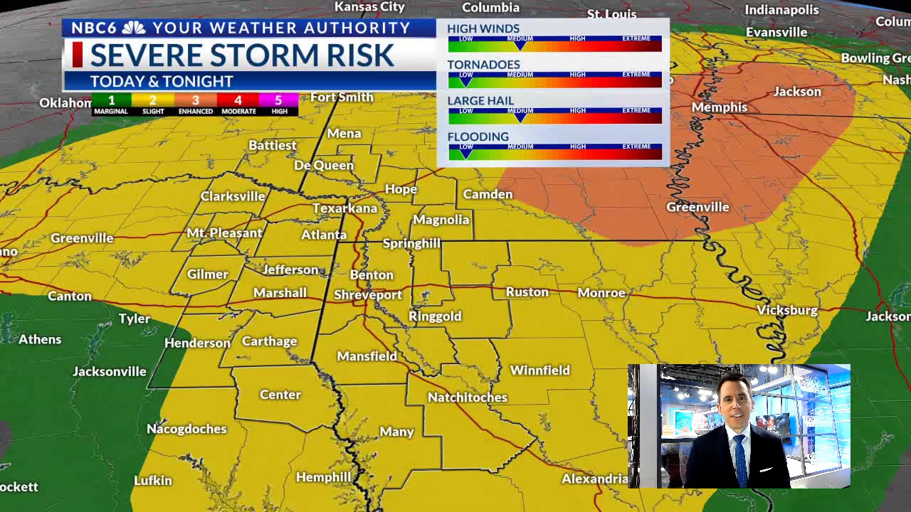 Severe storms possible tonight, breezy and cooler tomorrow – KTALnews.com