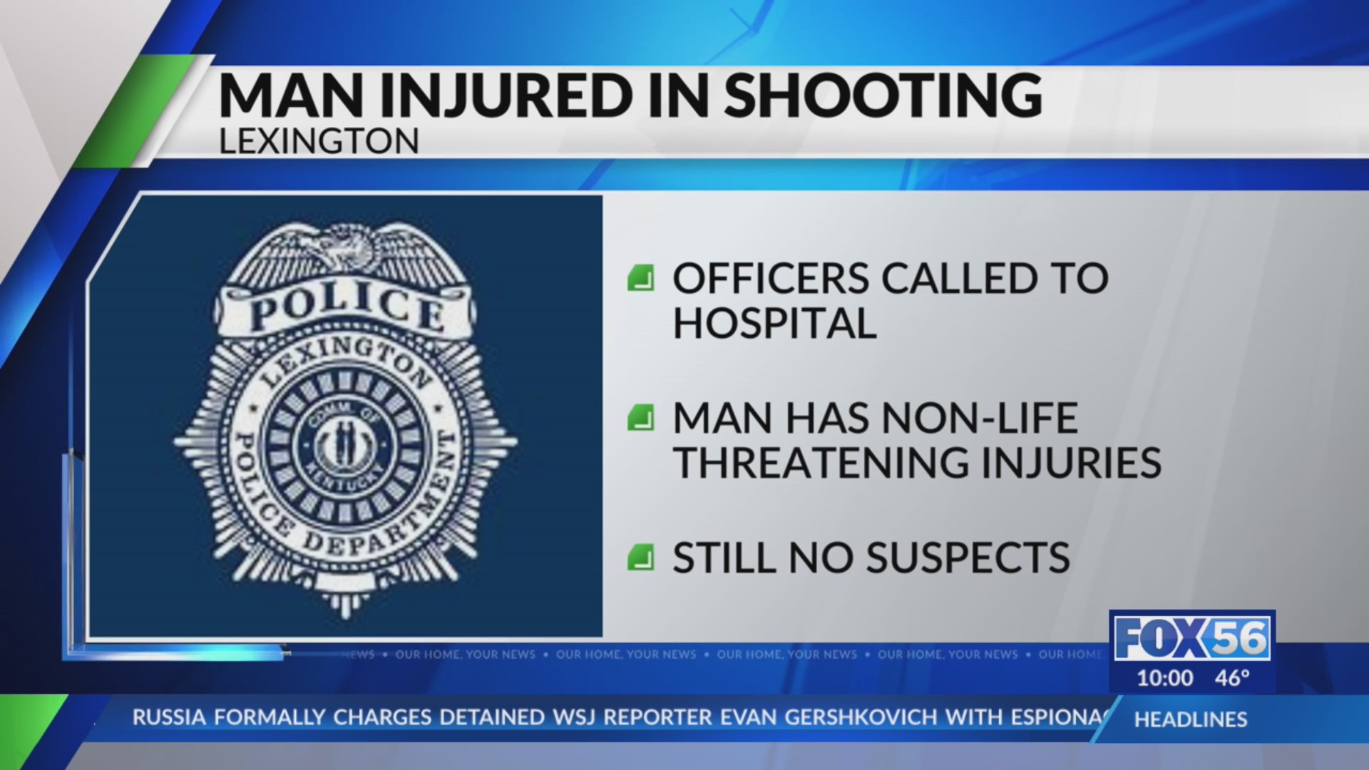 Man in Lexington hospital after being shot, no known suspect – FOX 56 News