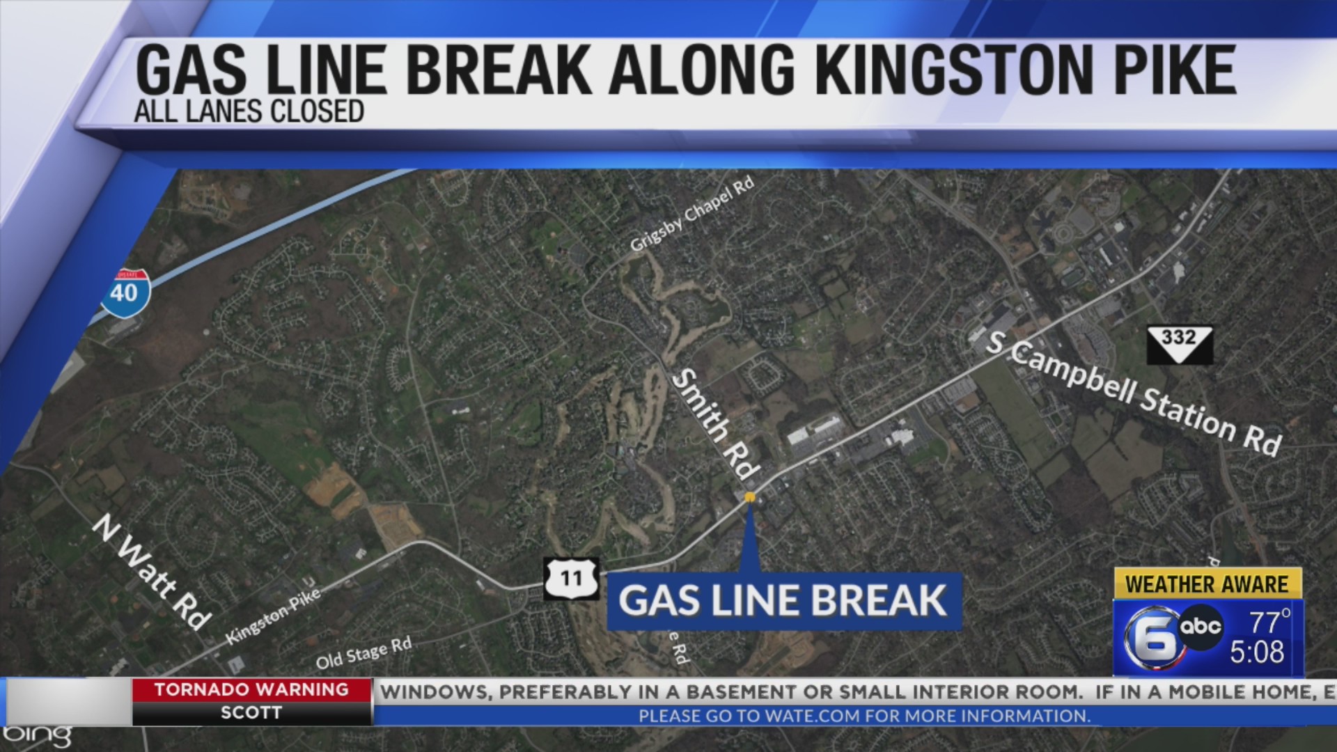 Large Gas Line Break Gas Line Break along Kingston Pike – WATE 6 On Your Side