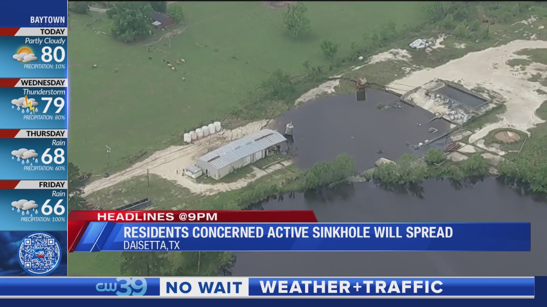 Daisetta residents concerned 900 foot wide sinkhole will spread CW39
