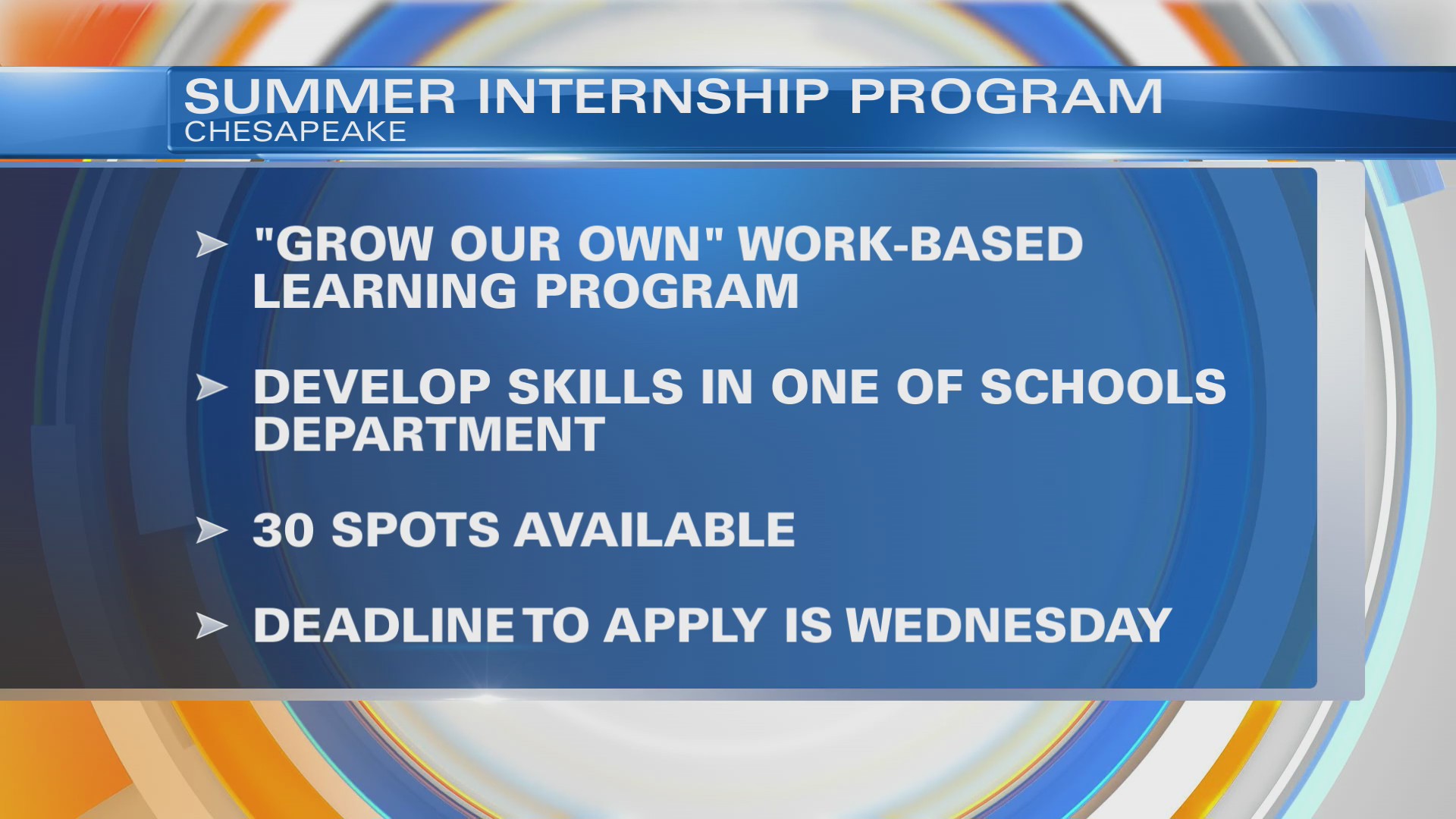 Chesapeake Public Schools offers paid summer internship