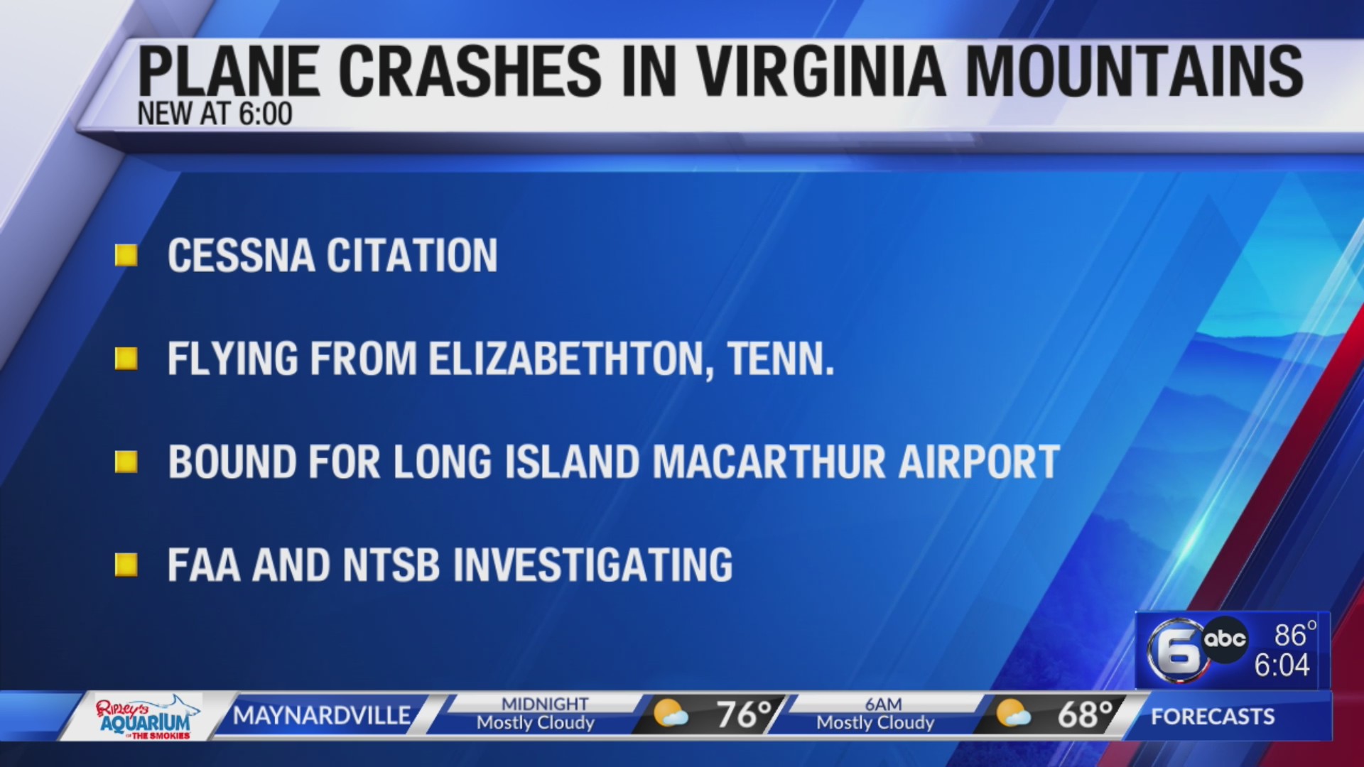 Plane that Left TN Airport Crashes in Virginia Mountains WATE 6 On Your Side