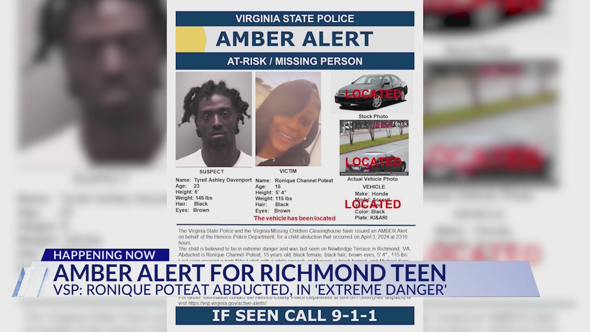 AMBER Alert issued in Va. for 15-year-old girl kidnapped by family ...