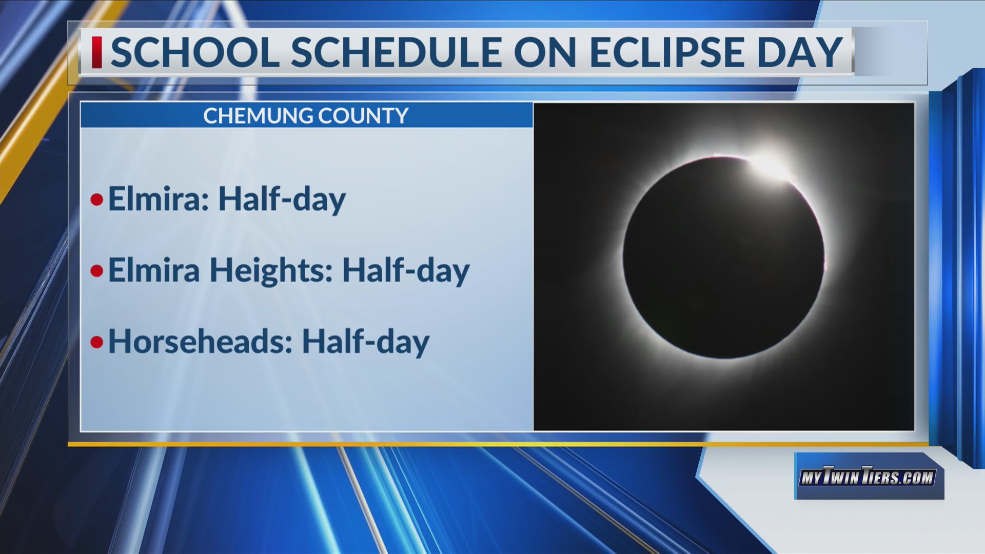 Southern Tier schools Eclipse Day schedules – WETM – MyTwinTiers.com