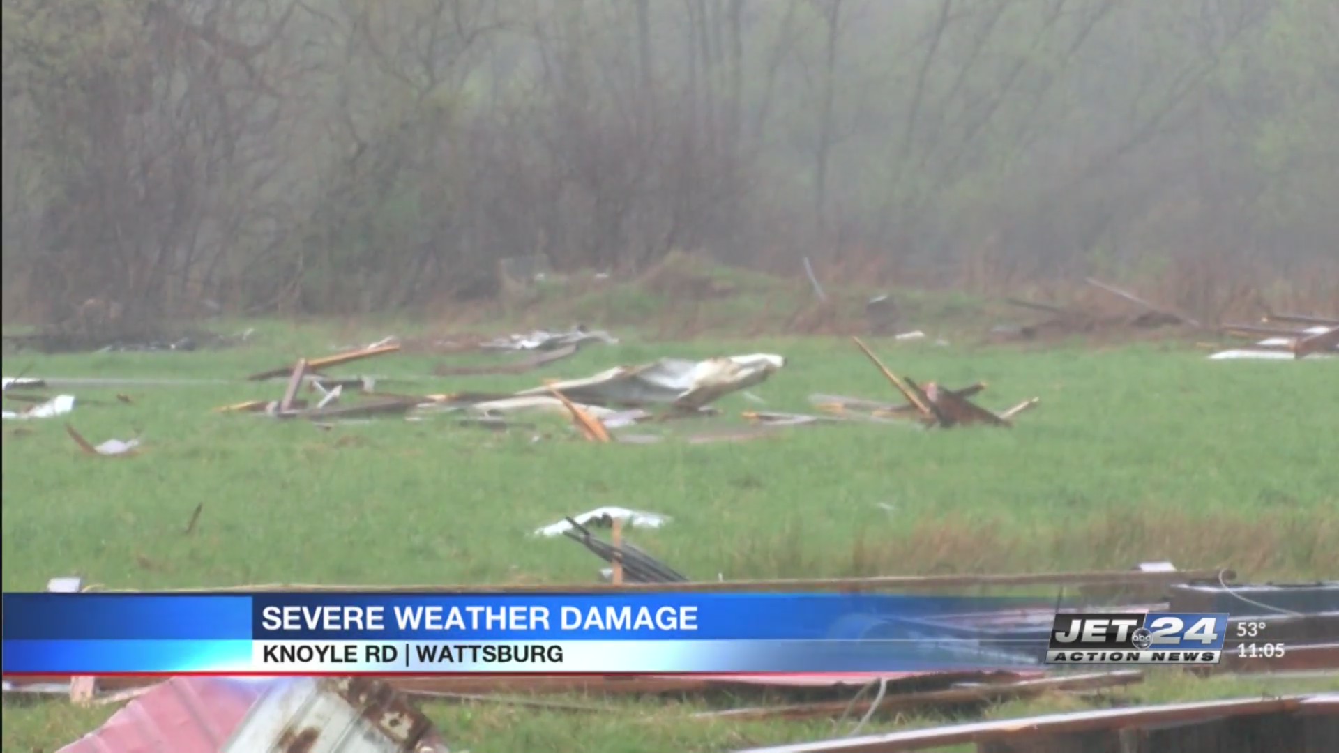 Severe weather causes damage to pole barn in Wattsburg