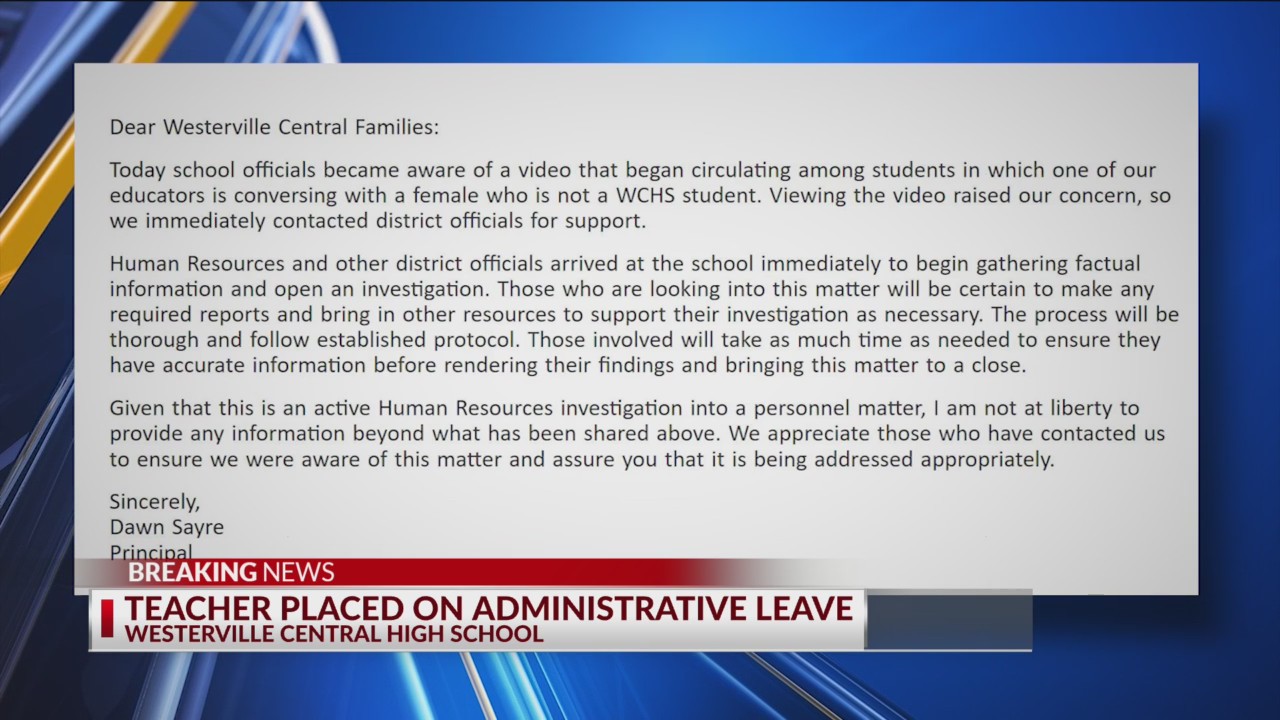 Teacher placed on administrative leave – NBC4 WCMH-TV