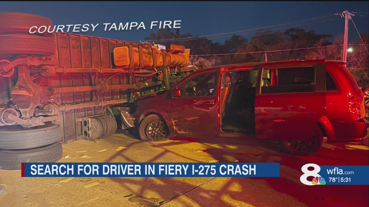 Driver, passenger sought after fiery crash on I-275 in Tampa – WFLA