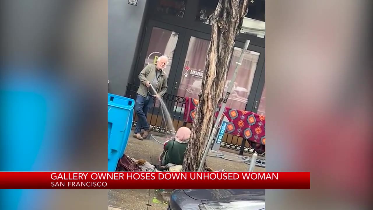 Video shows San Francisco business owner spraying unhoused woman with