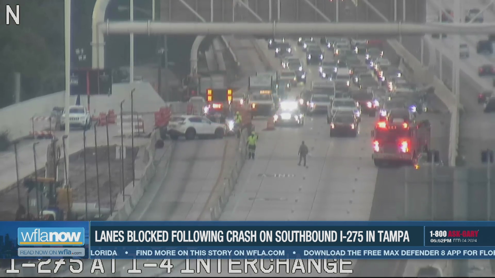 Lanes blocked following crash on southbound I-275 in Tampa – WFLA