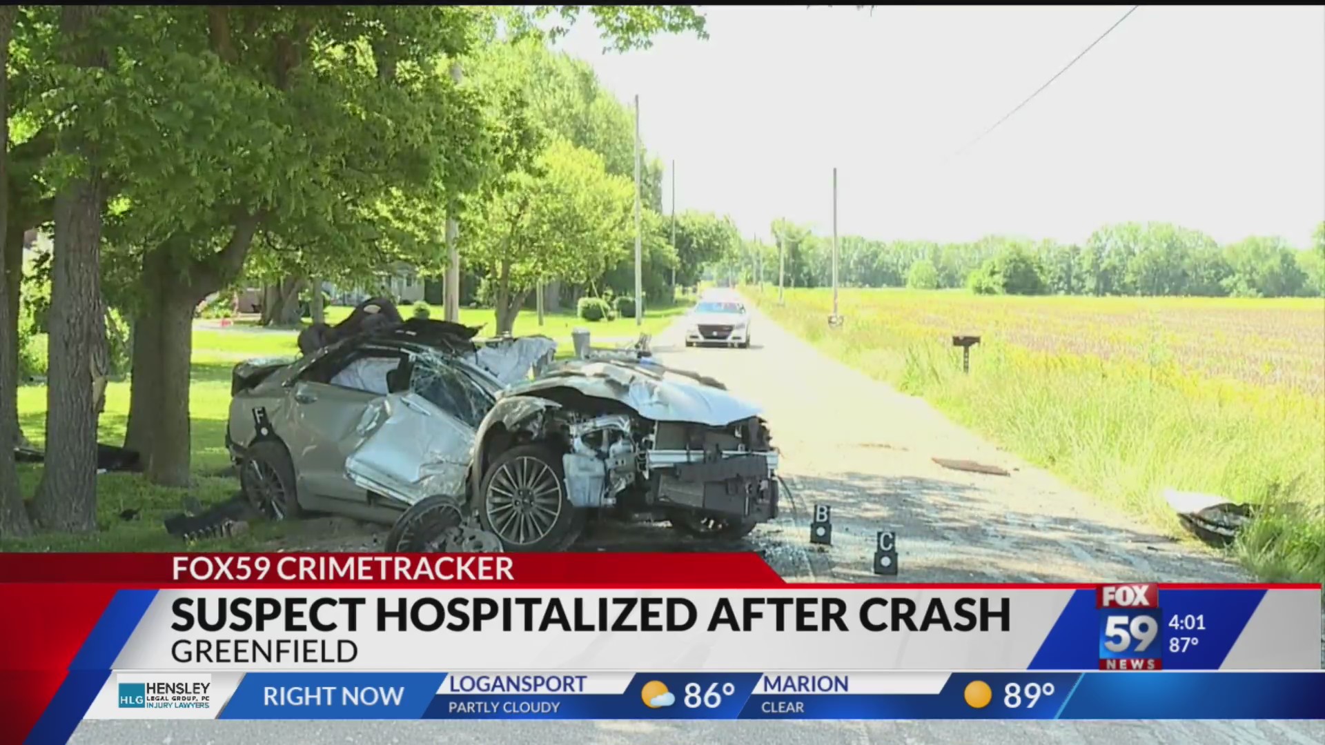 Man hospitalized after police pursuit of stolen car ends with crash in