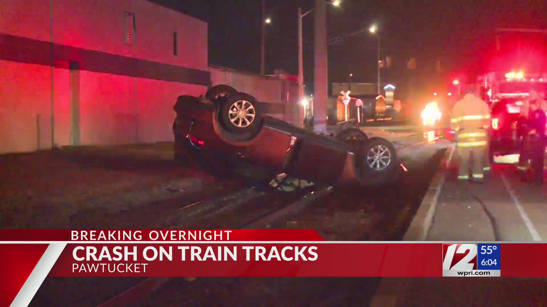 SUV ends up on train tracks after Pawtucket crash