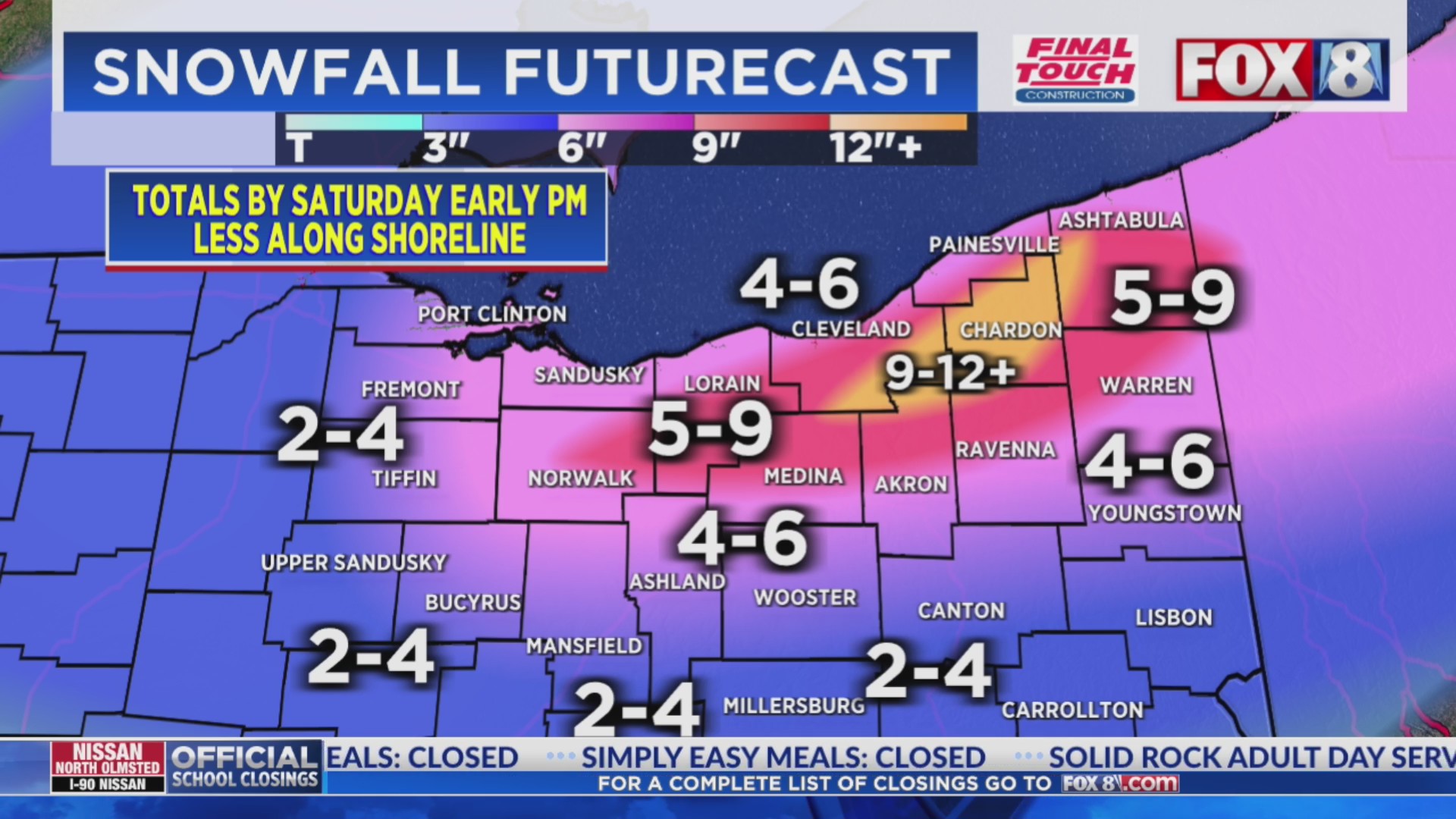 Latest snowfall projections – Fox 8 Cleveland WJW