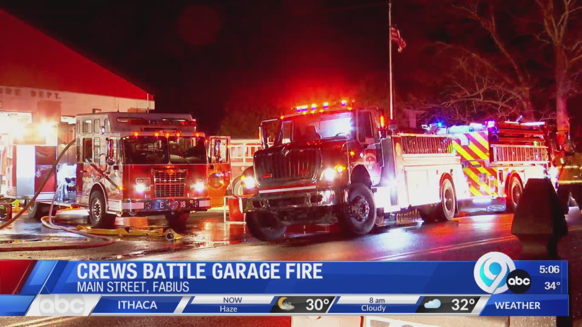 Multiagency response to fire next to Fabius Fire Department WSYR