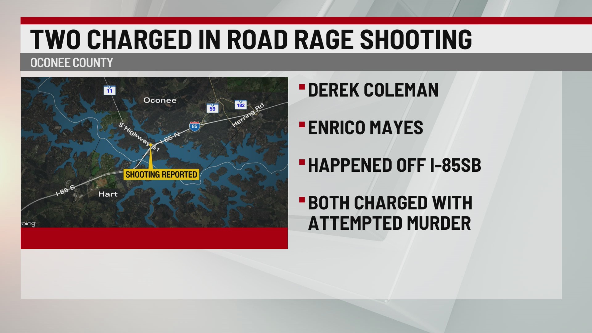 2 men charged in road rage shooting along I-85 in Oconee Co. – WSPA 7NEWS
