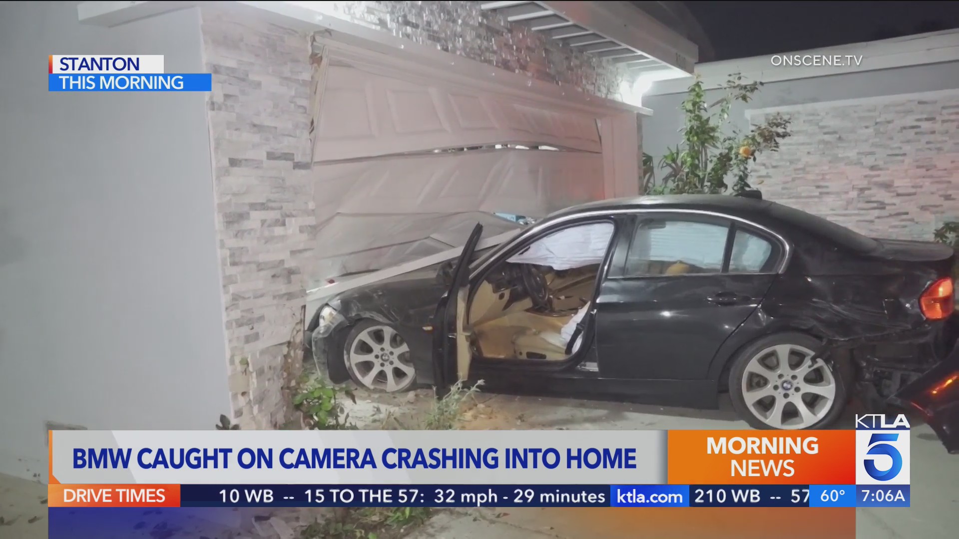 Alleged DUI driver crashes into Orange County garage – KTLA