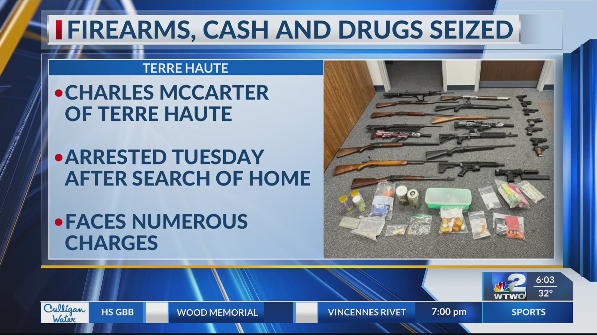 ISP 23 guns, cocaine, shrooms, marijuana and prescription pills seized
