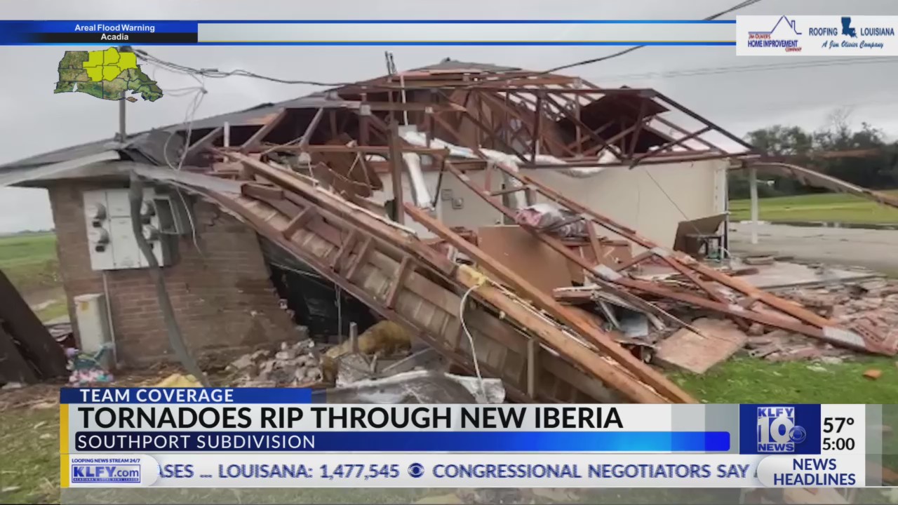 Tornado rips through New Iberia Southport Subdivision