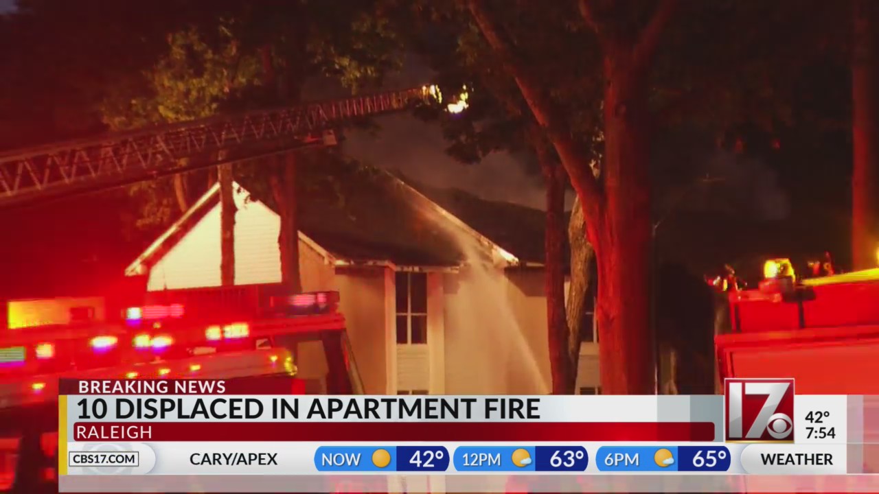 10 displaced in fire at Raleigh apartment complex, police say – CBS17.com