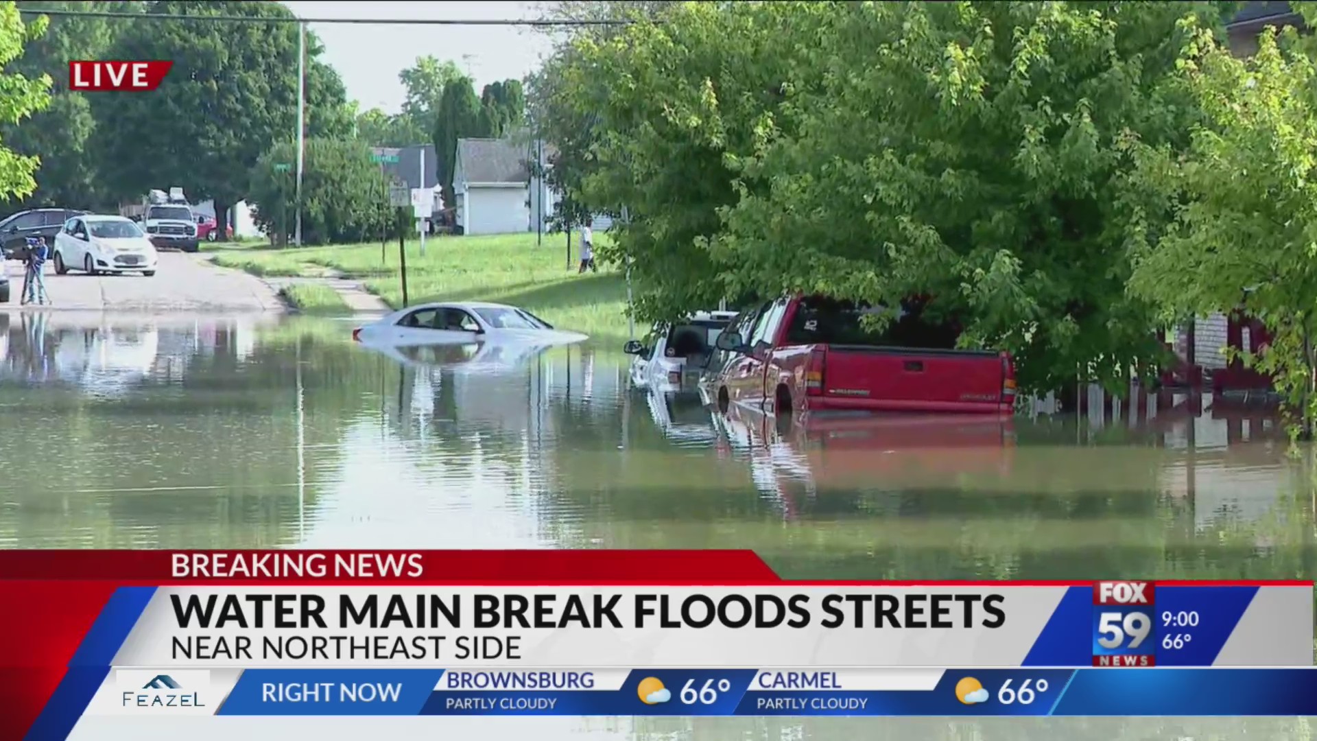 Water main break floods streets, sidewalks – Fox 59