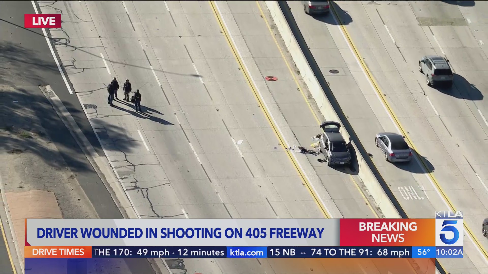 Motorist injured in shooting on 405 Freeway; NB lanes closed – KTLA