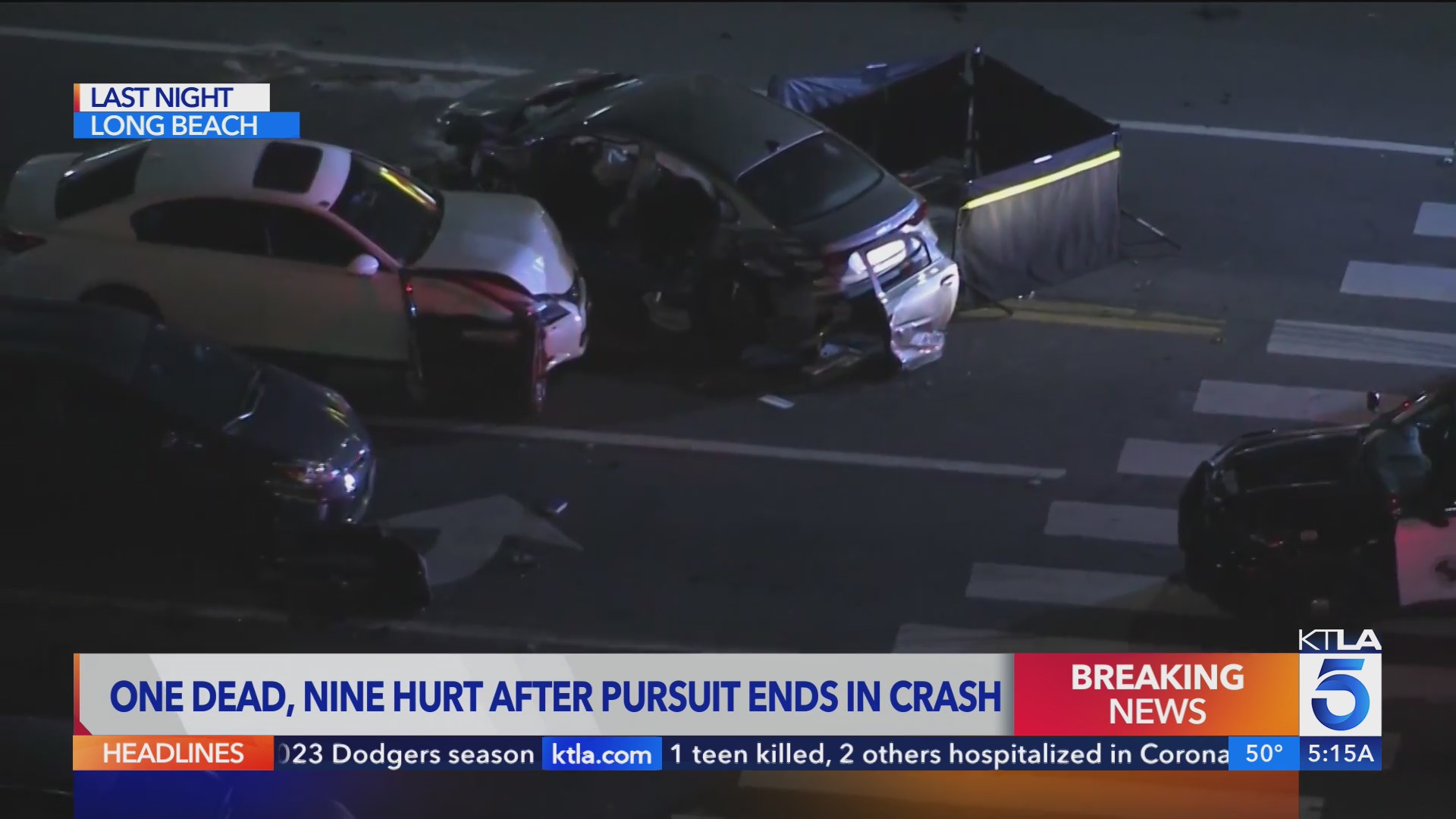 1 dead, 8 injured after pursuit crash in Long Beach – KTLA