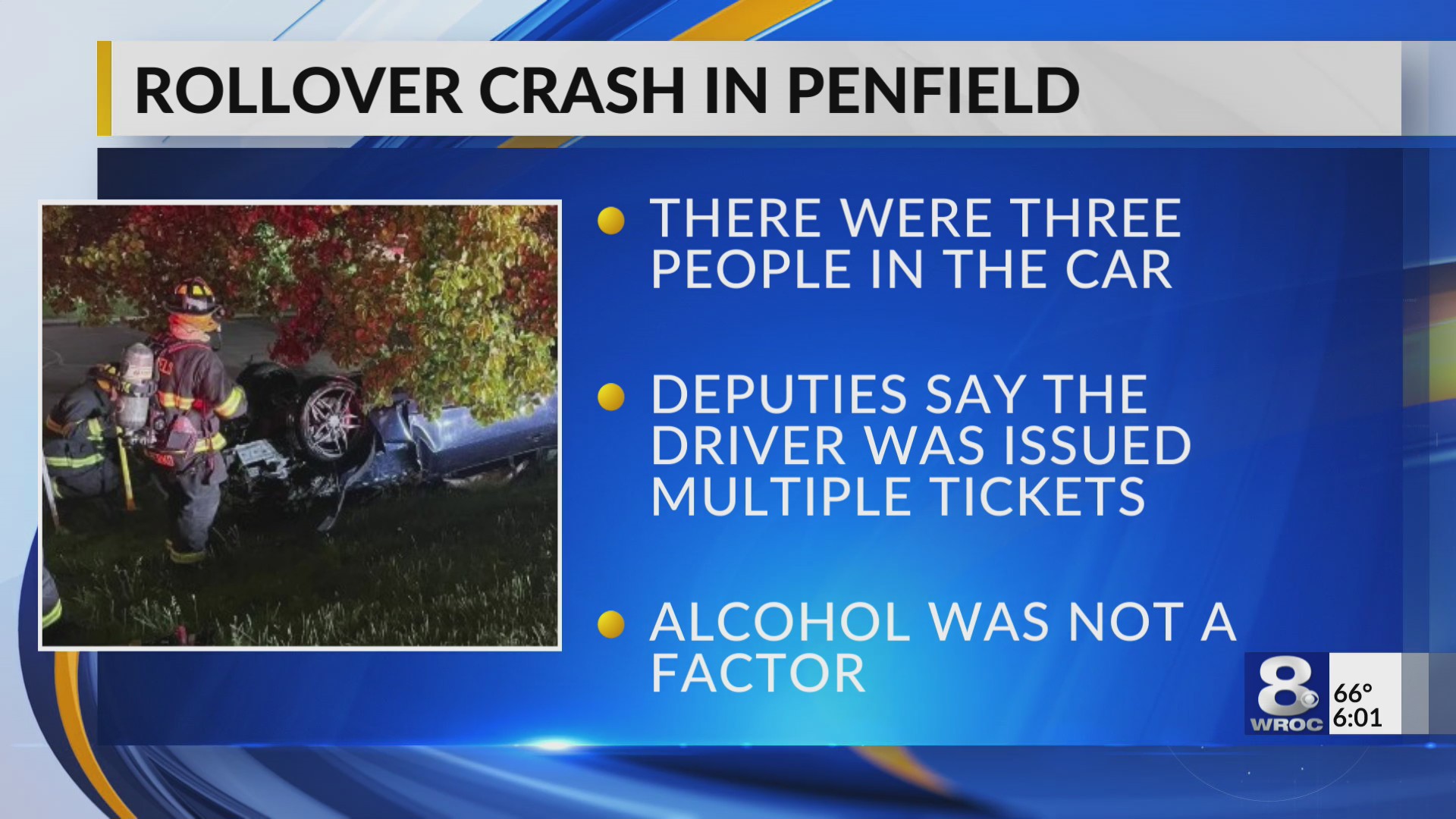 Driver ticketed after rollover crash in Penfield RochesterFirst