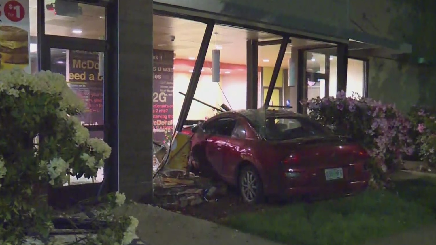 Car crashes into McDonalds
