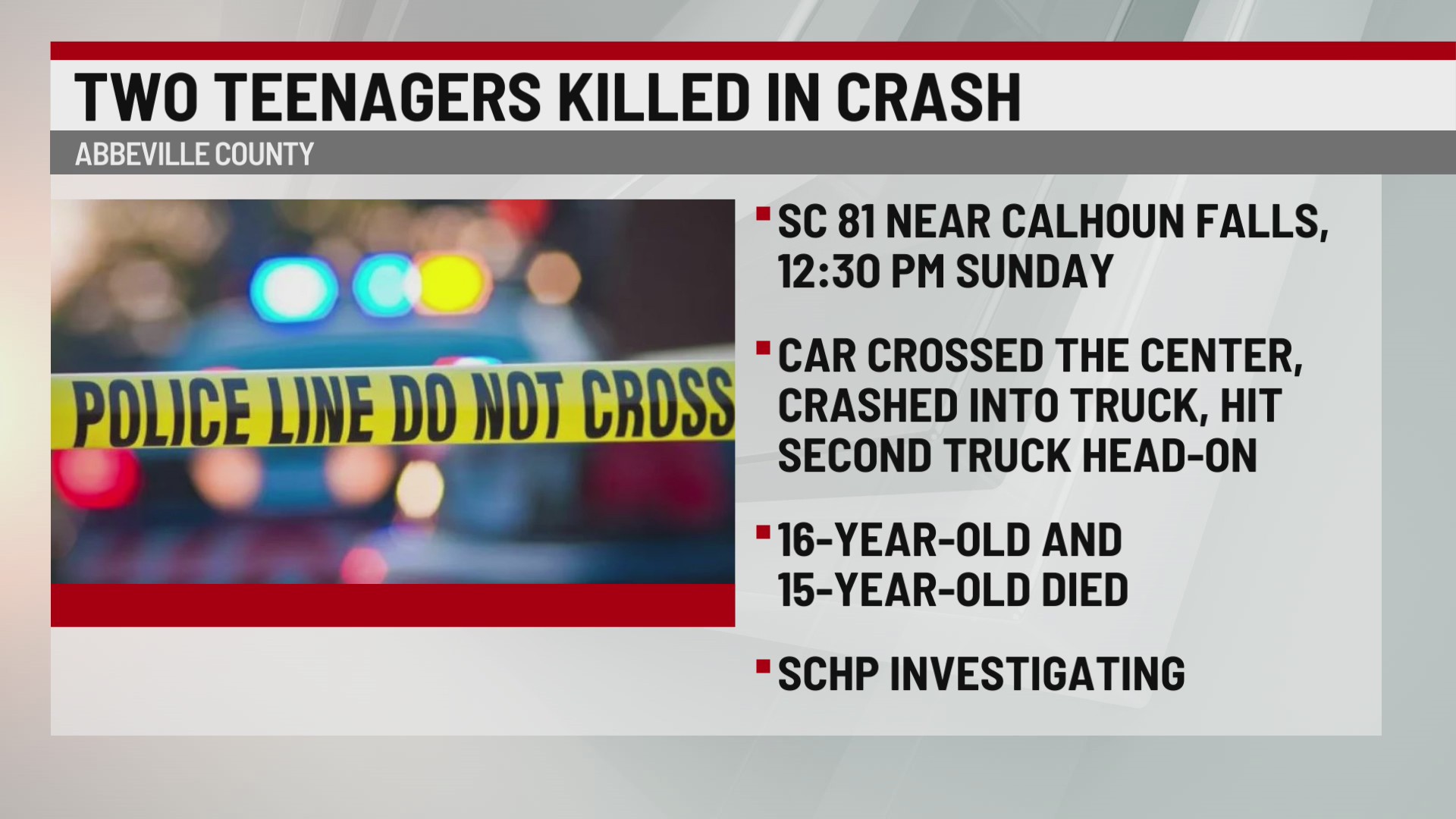 2 teens dead following multivehicle crash in Abbeville Co. WSPA 7NEWS