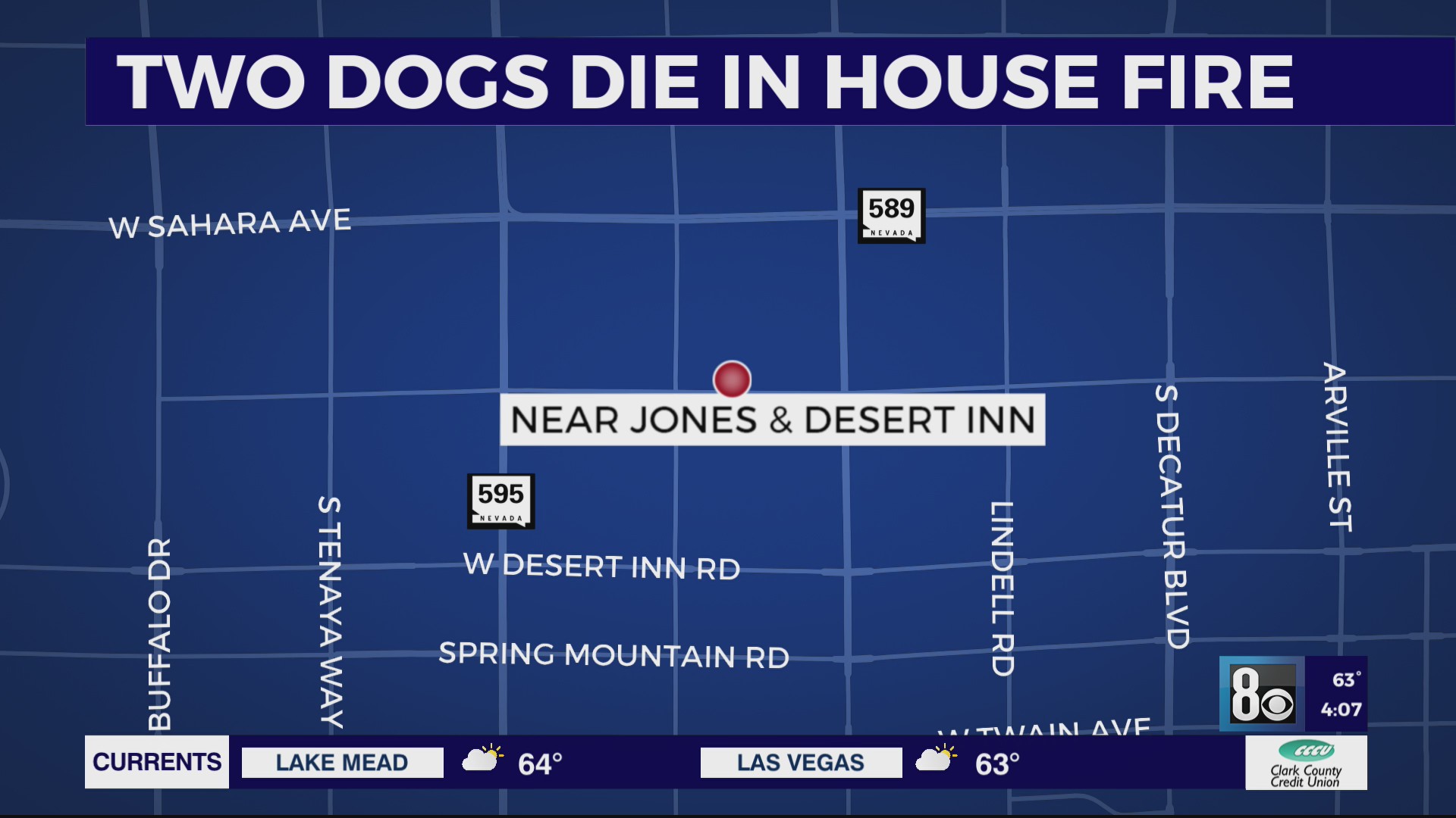 3 people hospitalized, 2 dogs dead after Las Vegas home fire – KLAS