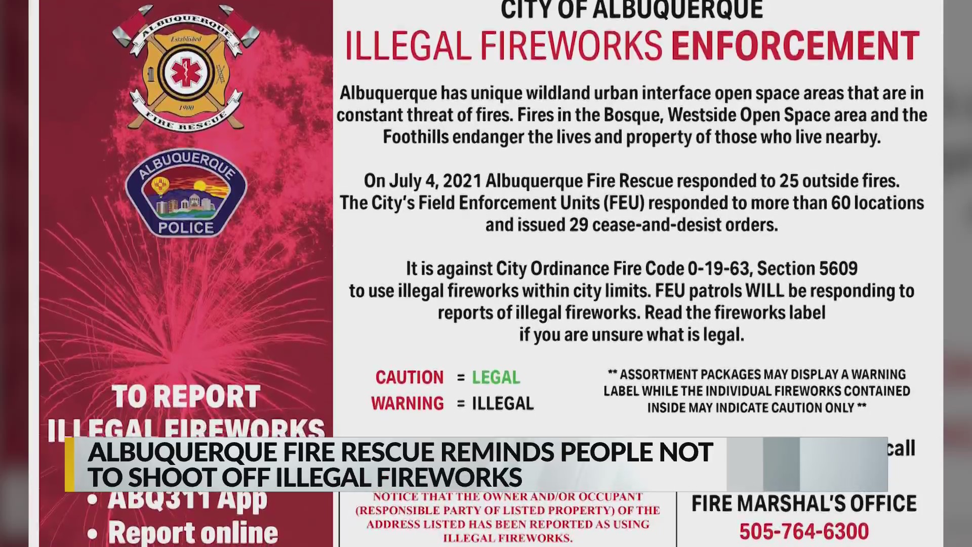 AFR No illegal fireworks permitted in city limits KRQE NEWS 13 Breaking News, Albuquerque