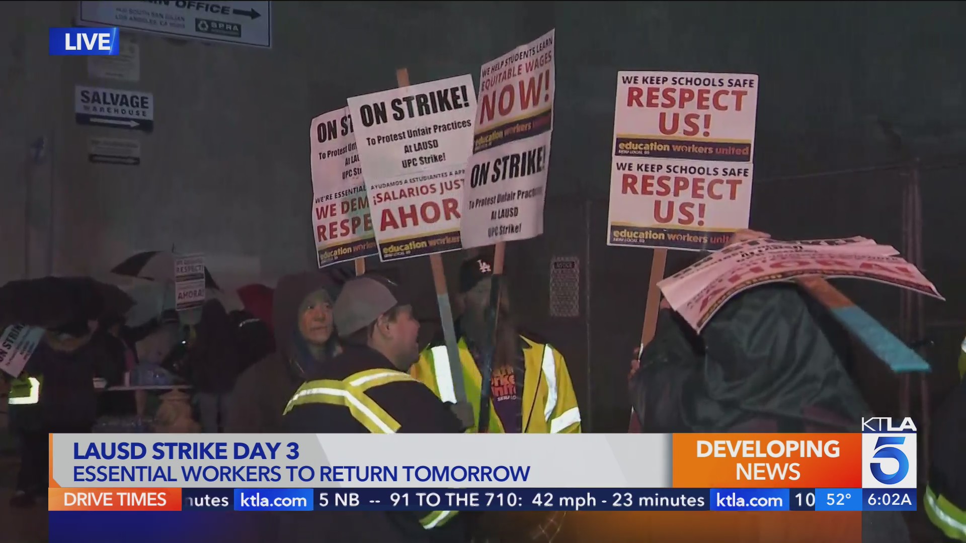 LAUSD employee strike hits threeday mark KTLA
