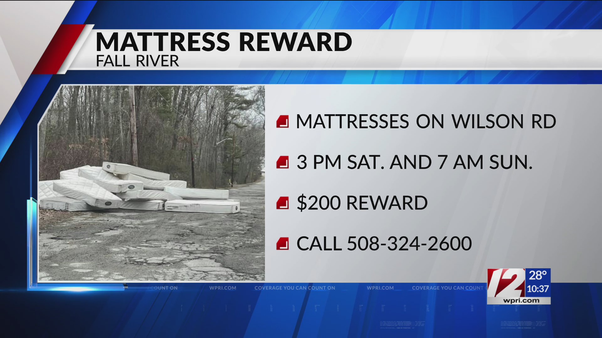 200 reward offered in Fall River mattress dumping incident