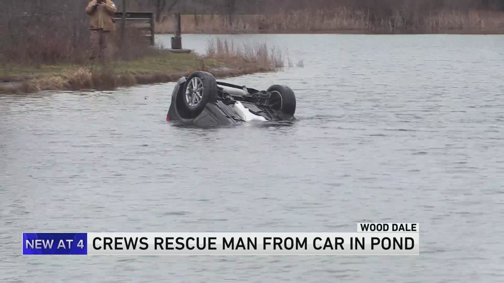Man rescued after crashing car into pond at forest preserve in Addison ...