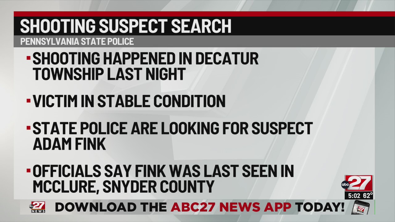 Police searching for Mifflin County shooting suspect ABC27