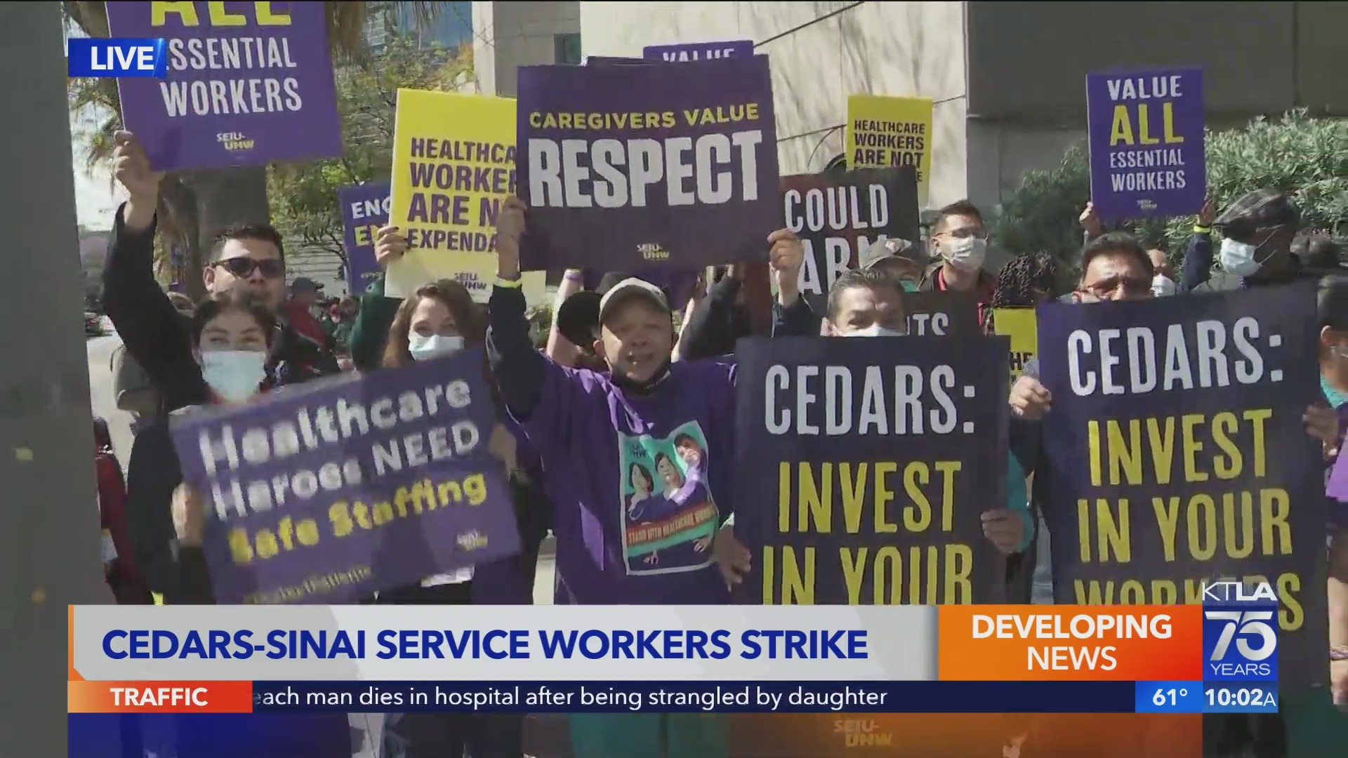 CedarsSinai service workers strike KTLA