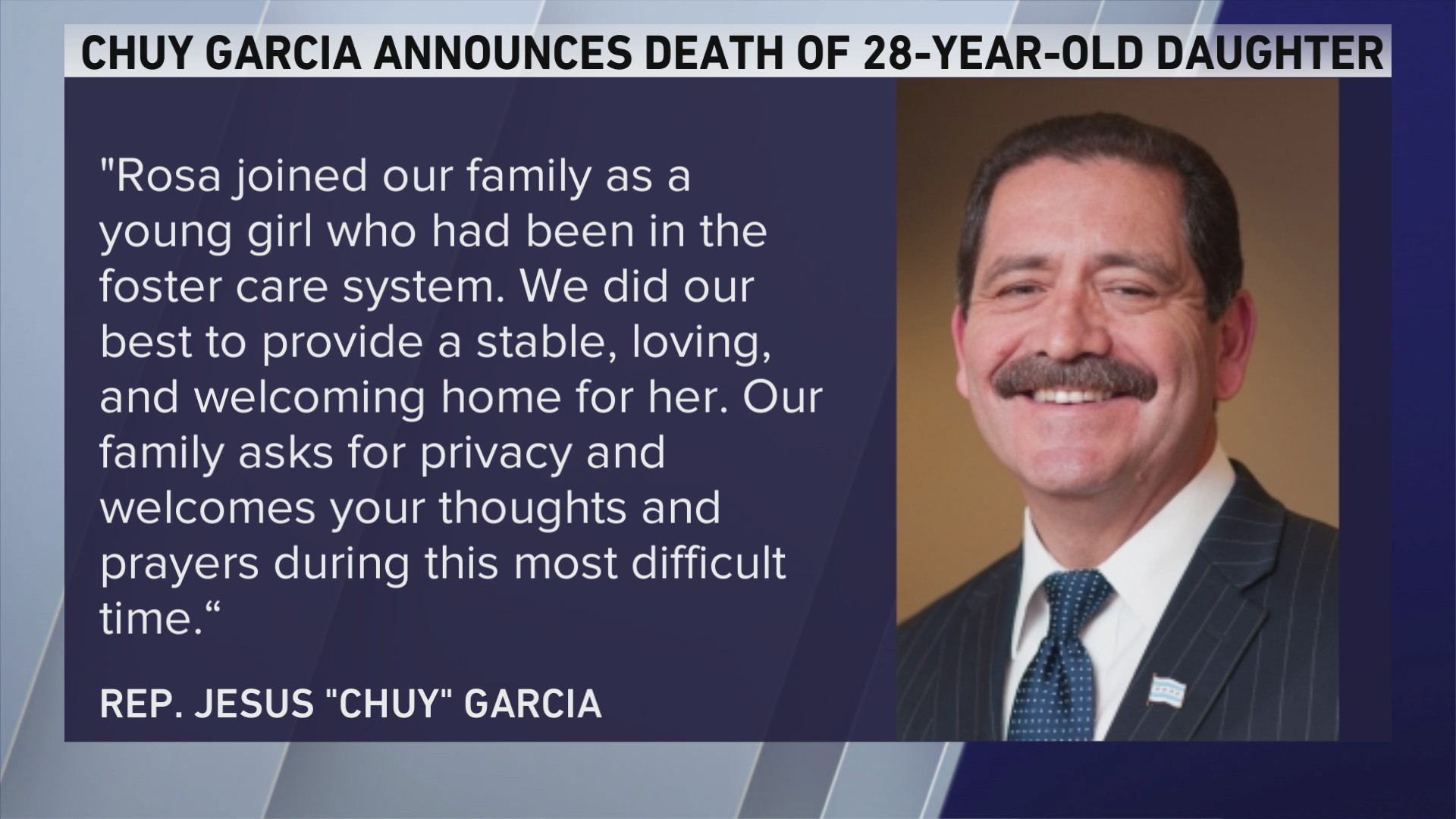 Chuy Garcia announces death of 28yearold daughter WGNTV(02)