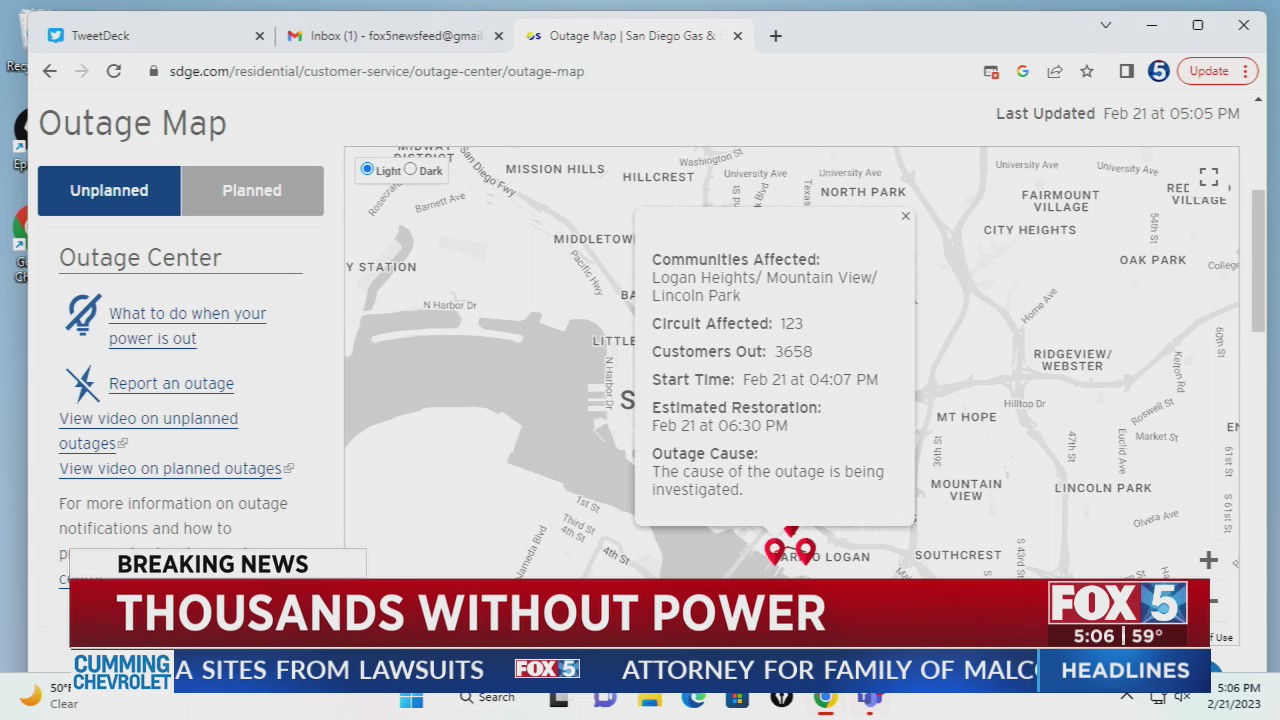 Thousands Without Power – FOX 5 San Diego & KUSI News