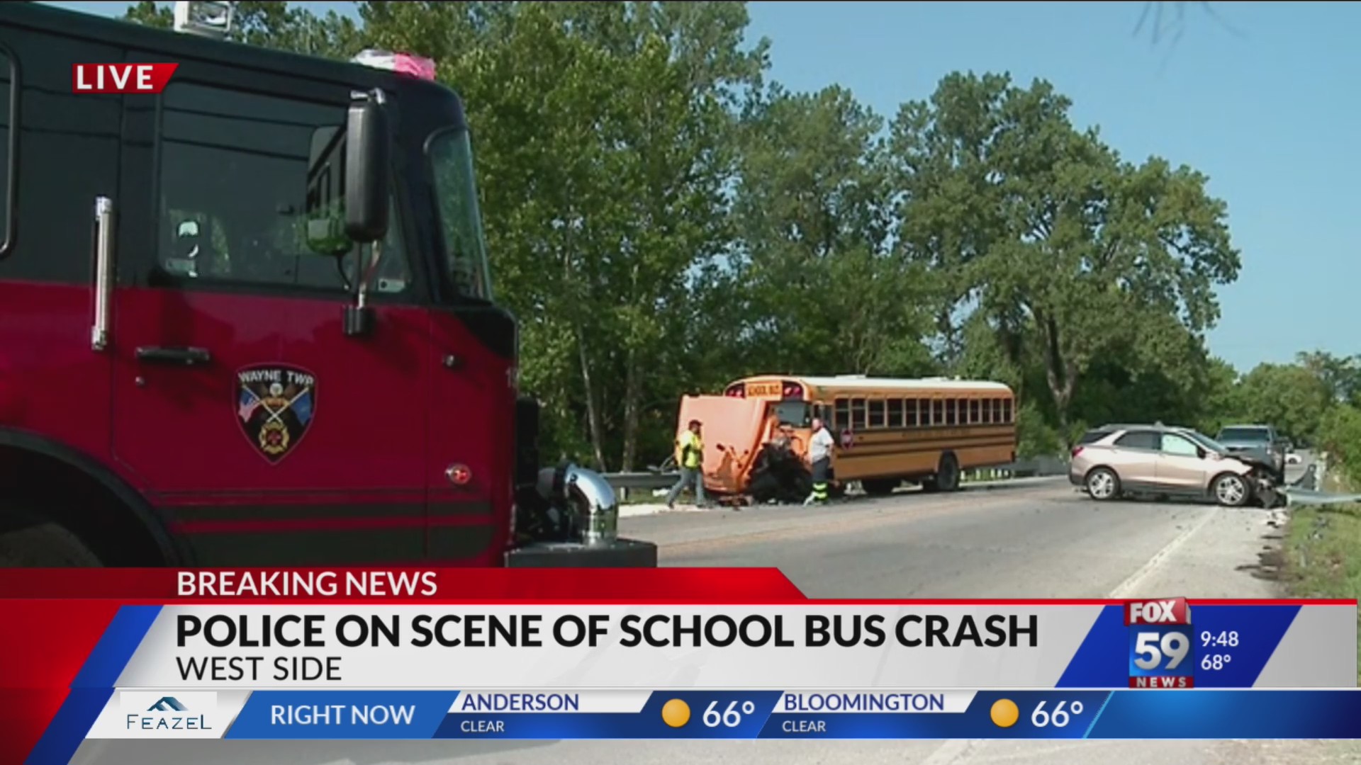 Driver hurt after school bus with 2 students crashes on Indy’s west ...