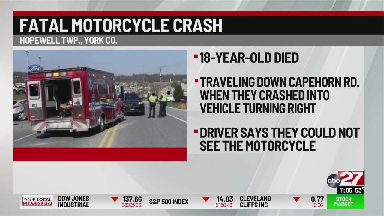 Teen dies after motorcycle crash in York County – ABC27