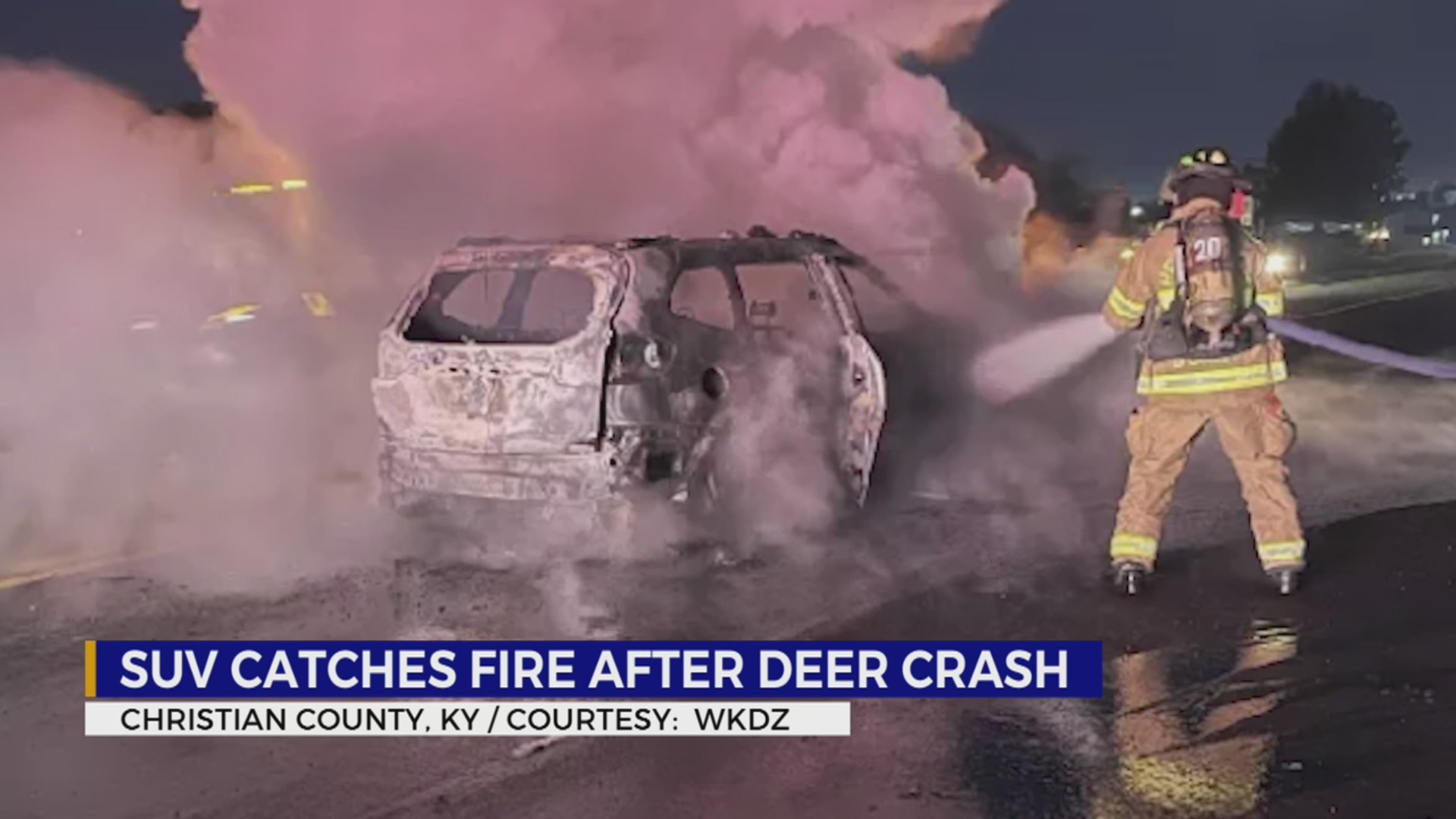 SUV catches fire after Christian County crash involving deer – WKRN News 2