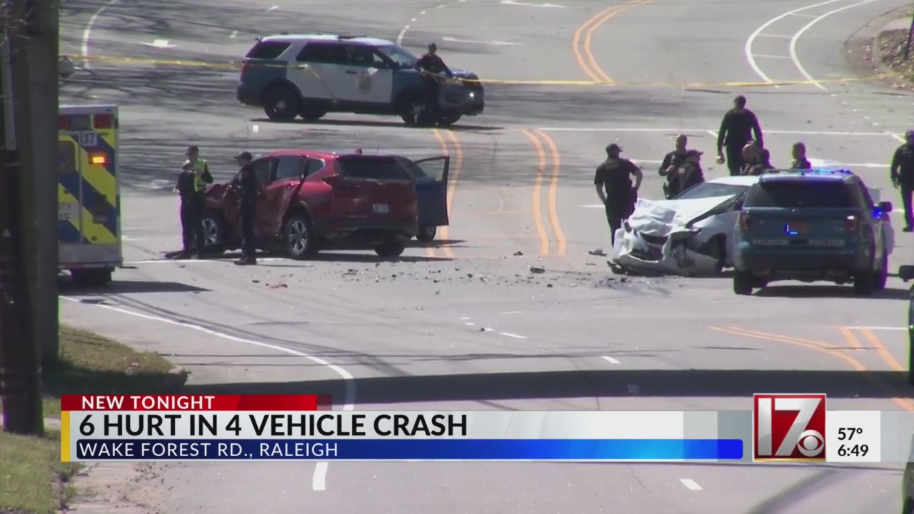6 injured in Raleigh 4-car crash after chase is halted – CBS17.com