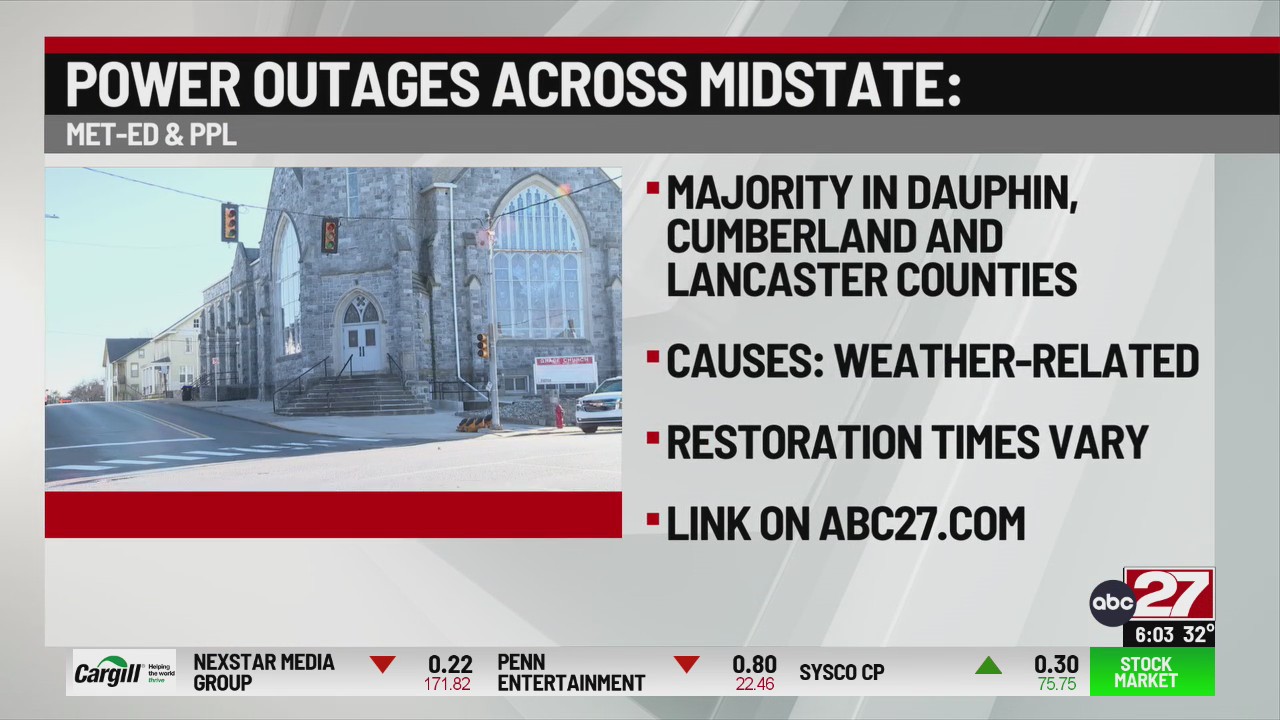 Power outages affecting portions of Central Pennsylvania, image size:1280x720
