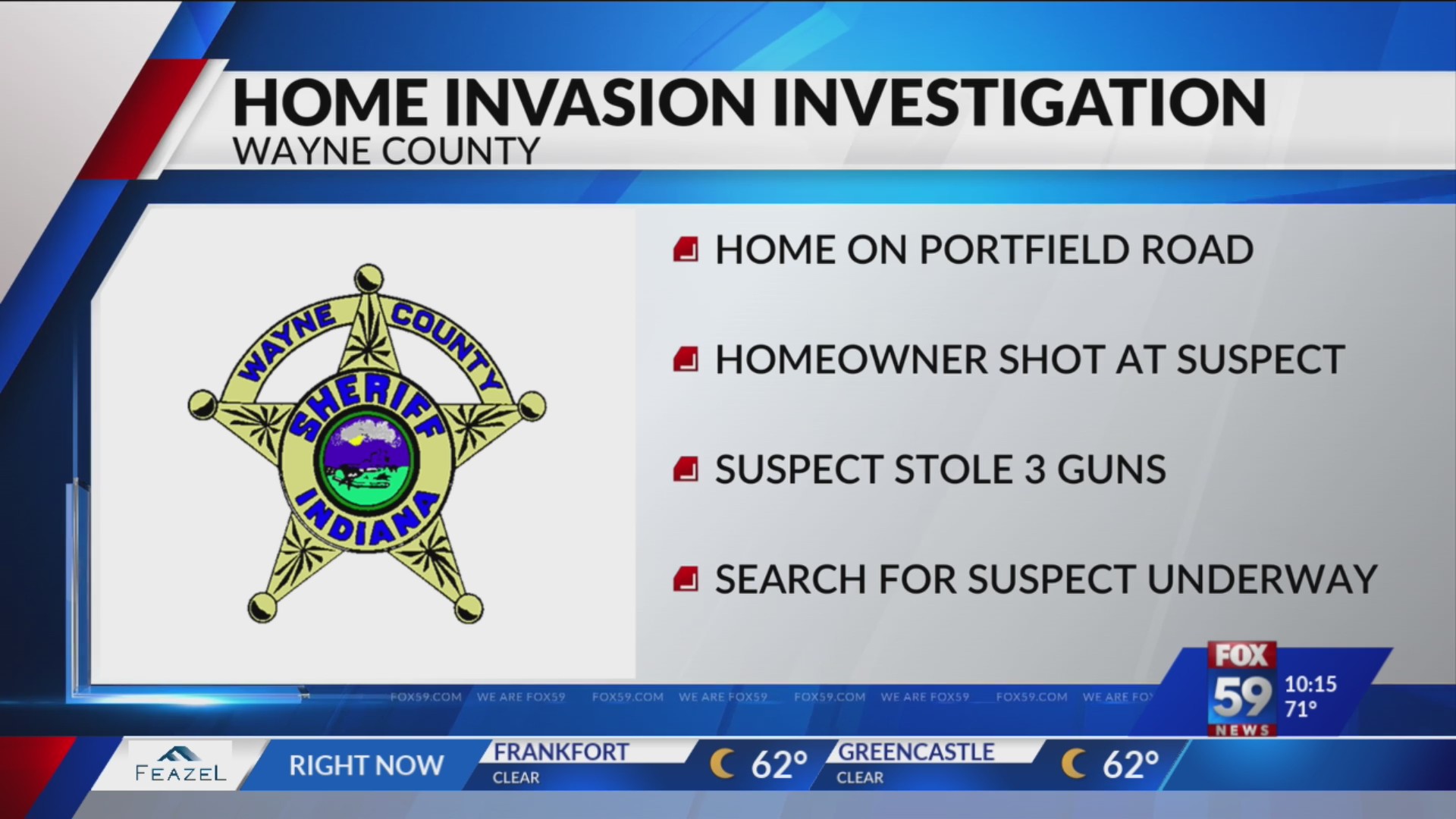 Deputies searching for home invasion suspect in Wayne County – Fox 59