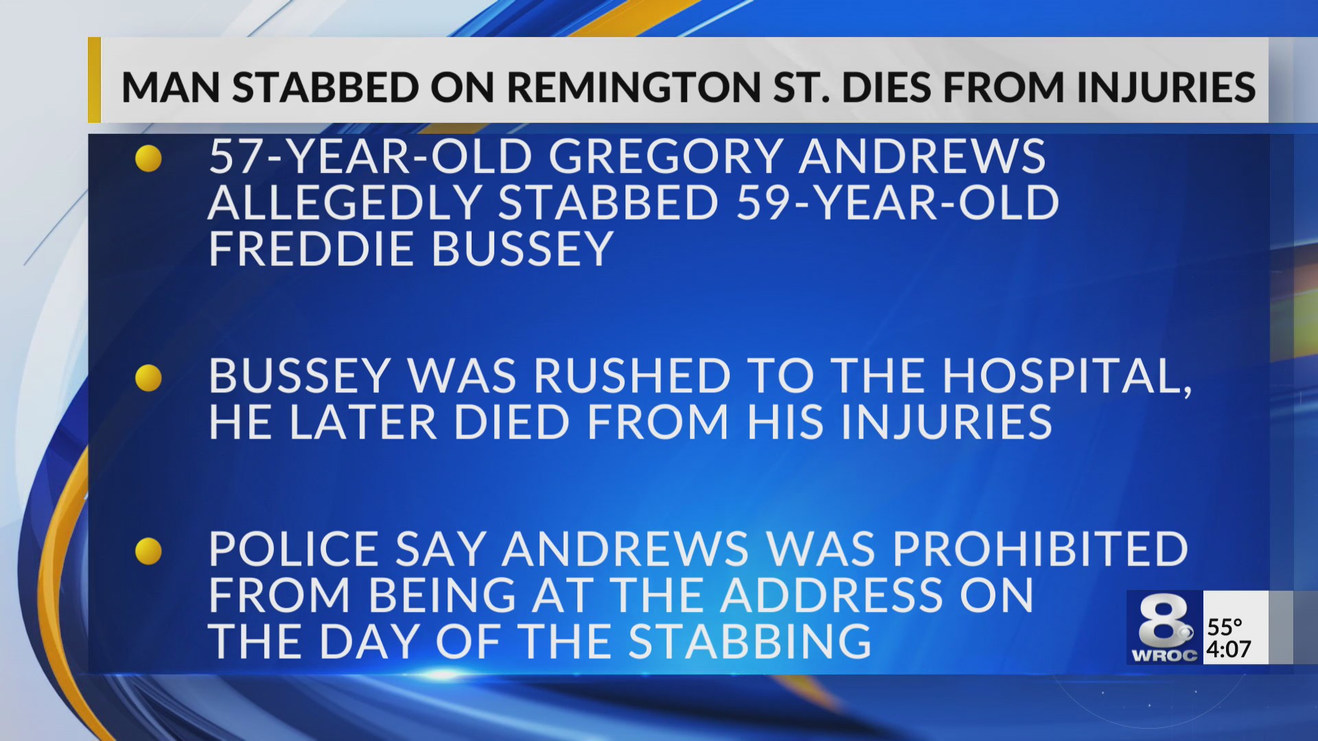 Rochester man dies 2 weeks after stabbing; suspect in custody ...