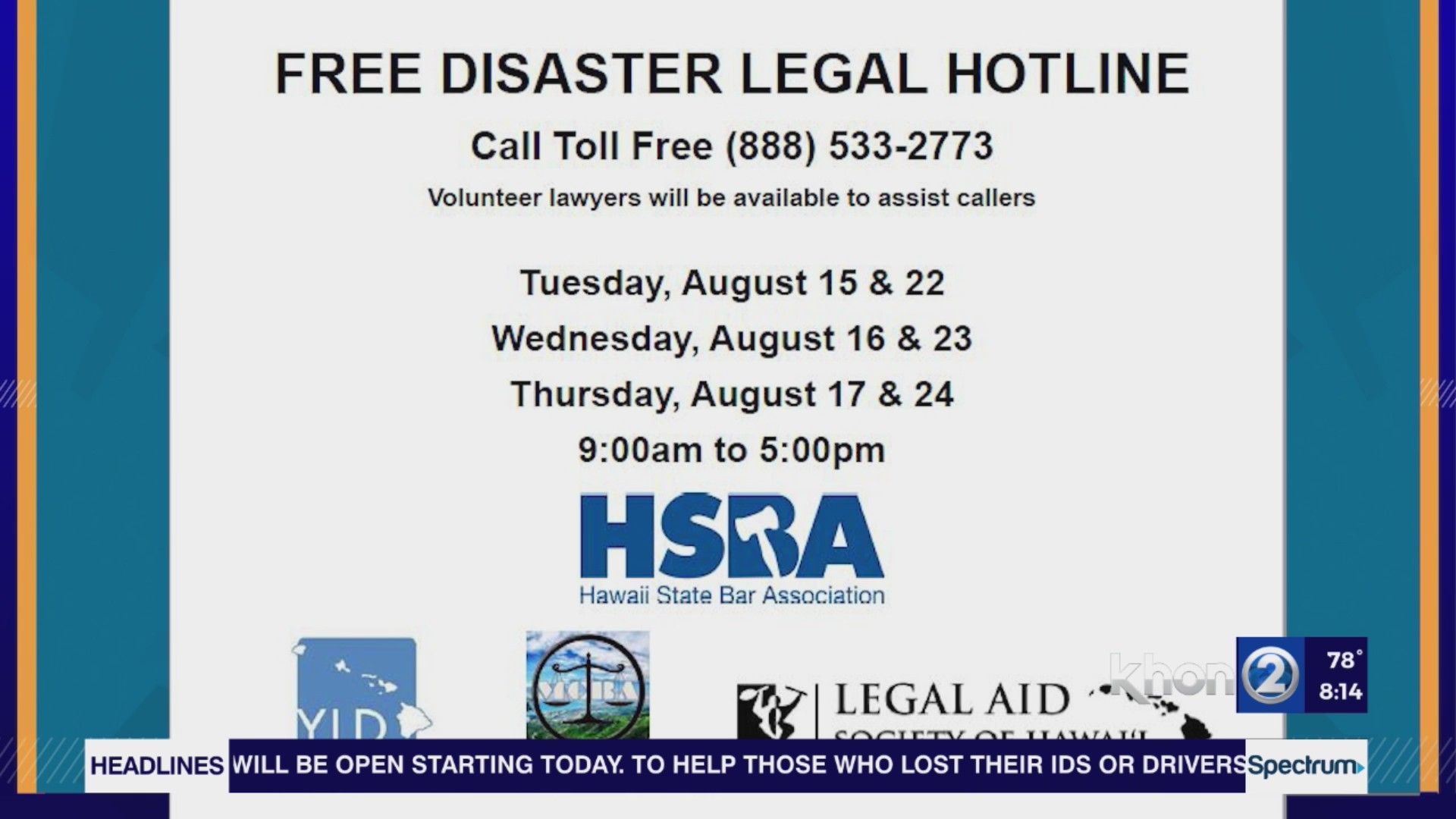 Hawaii State Bar Association set up free disaster legal hotline KHON2